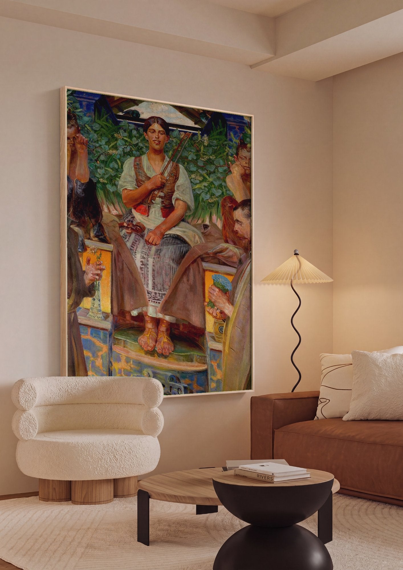 Quadro Decorativo A Música - Jacek Malczewski em ambiente decorado