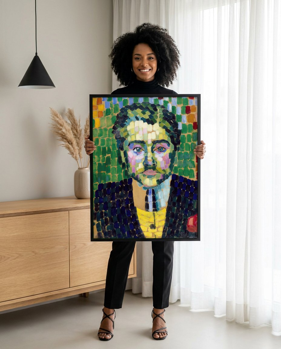 Quadro Decorativo Retrato de Jean Metzinger - Robert Delaunay com modelo em ambiente