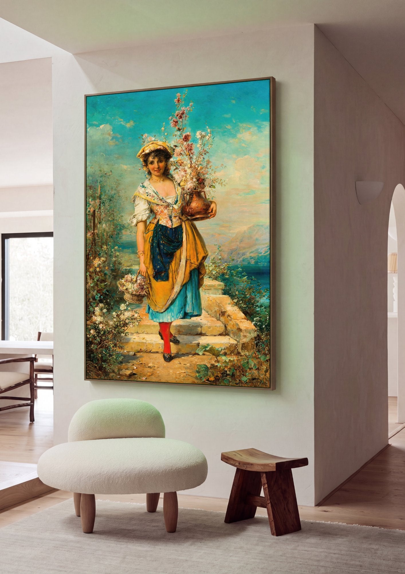 Quadro Decorativo A Florista – Hans Zatzka em ambiente decorado