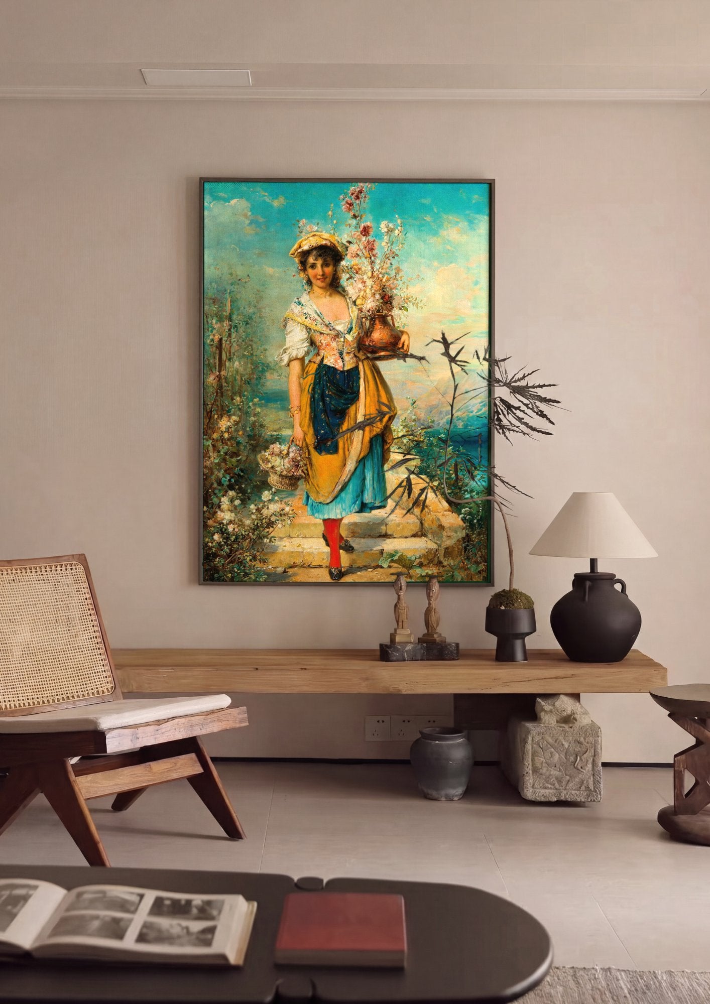 Quadro Decorativo A Florista – Hans Zatzka em ambiente decorado