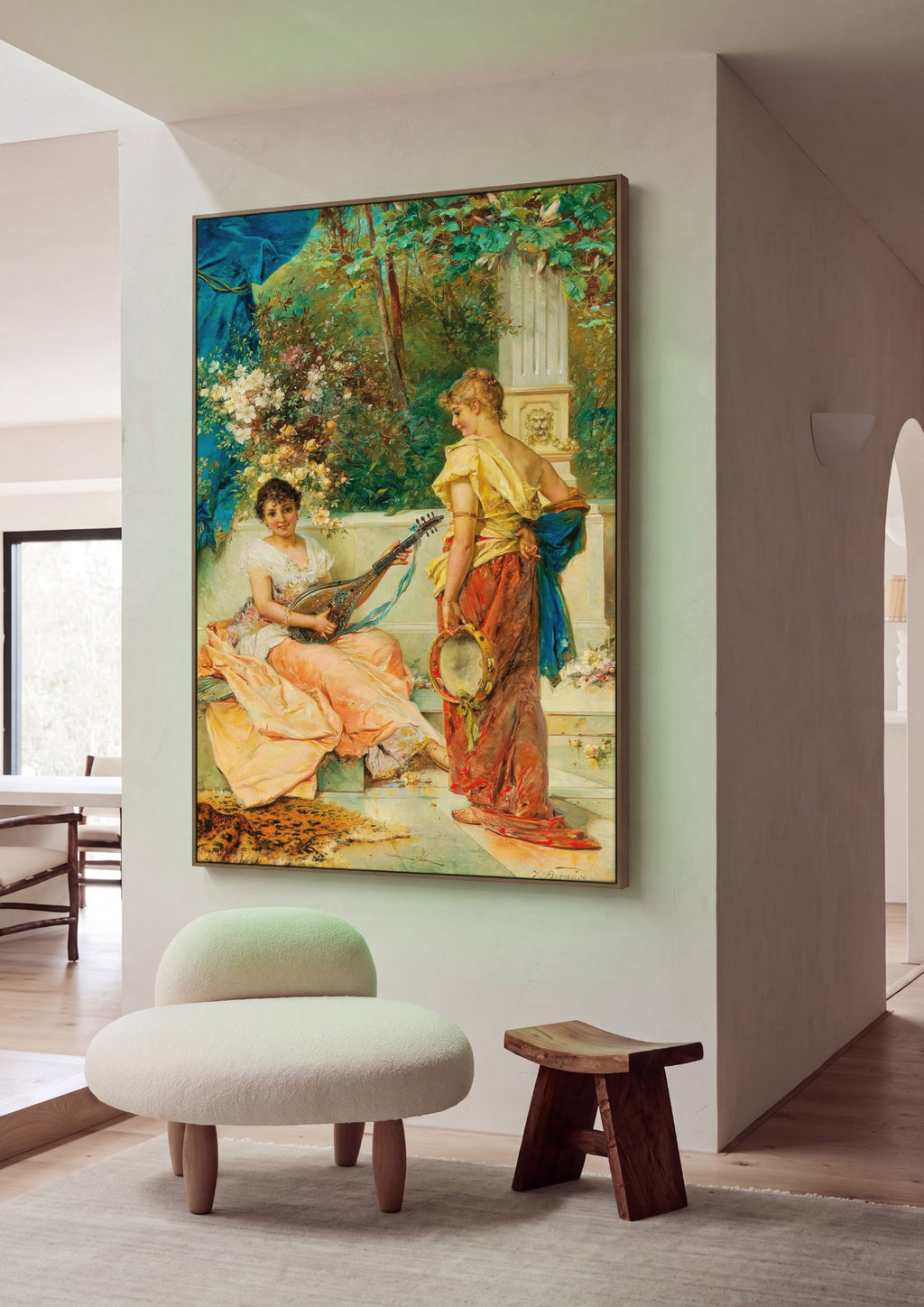 Quadro Decorativo A Seresta - Hans Zatzka em ambiente decorado