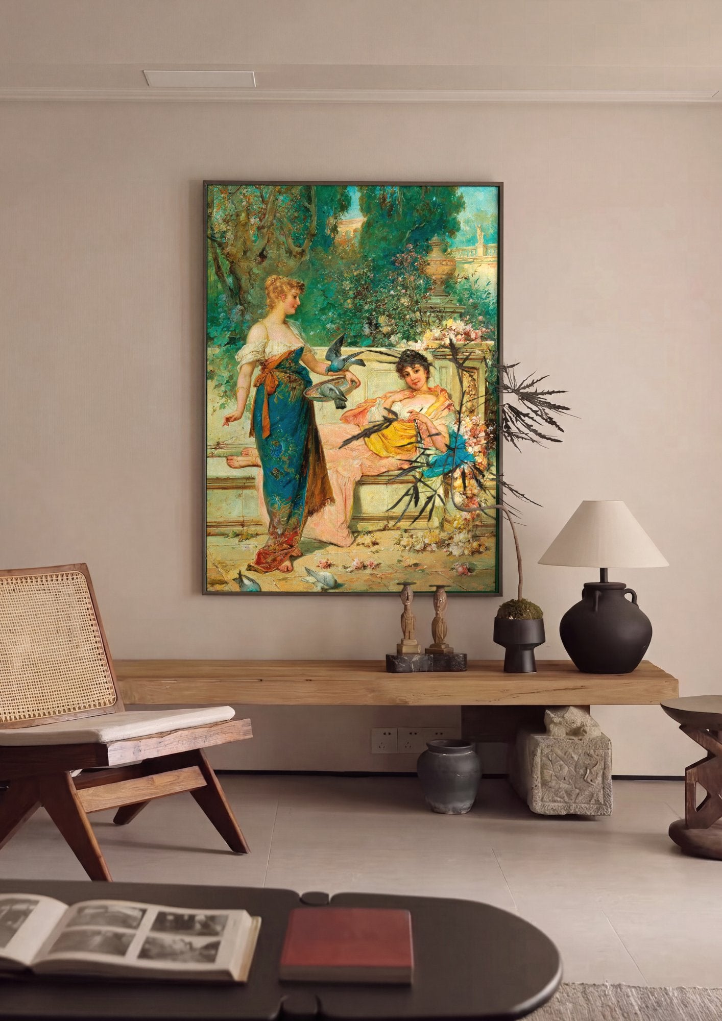 Quadro Decorativo A Oferenda - Hans Zatzka em ambiente decorado