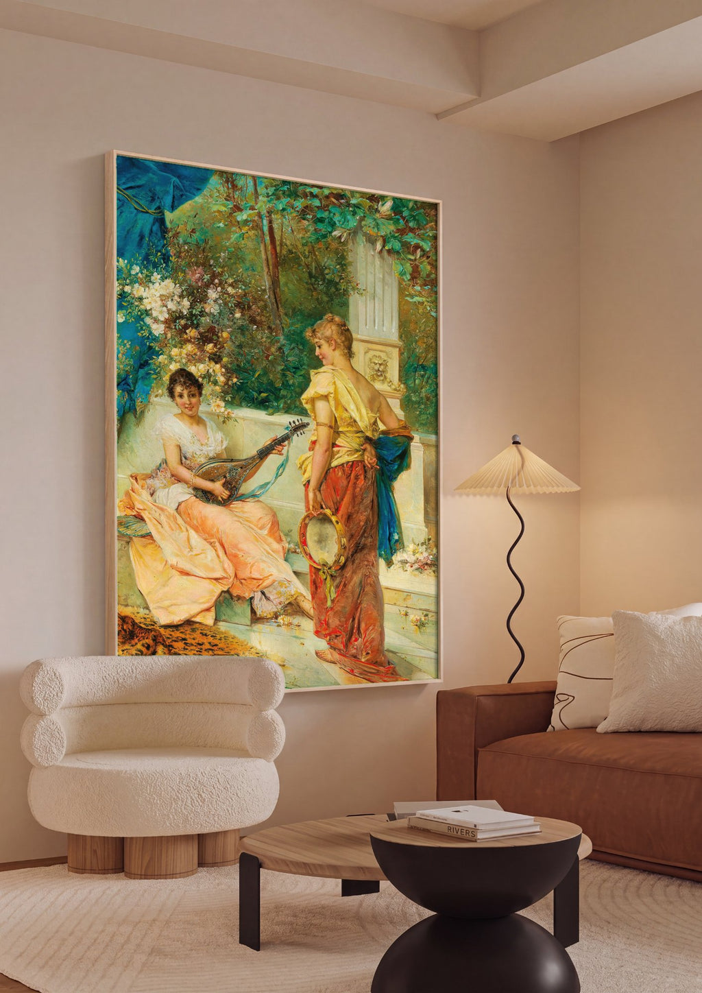 Quadro Decorativo A Seresta - Hans Zatzka em ambiente decorado