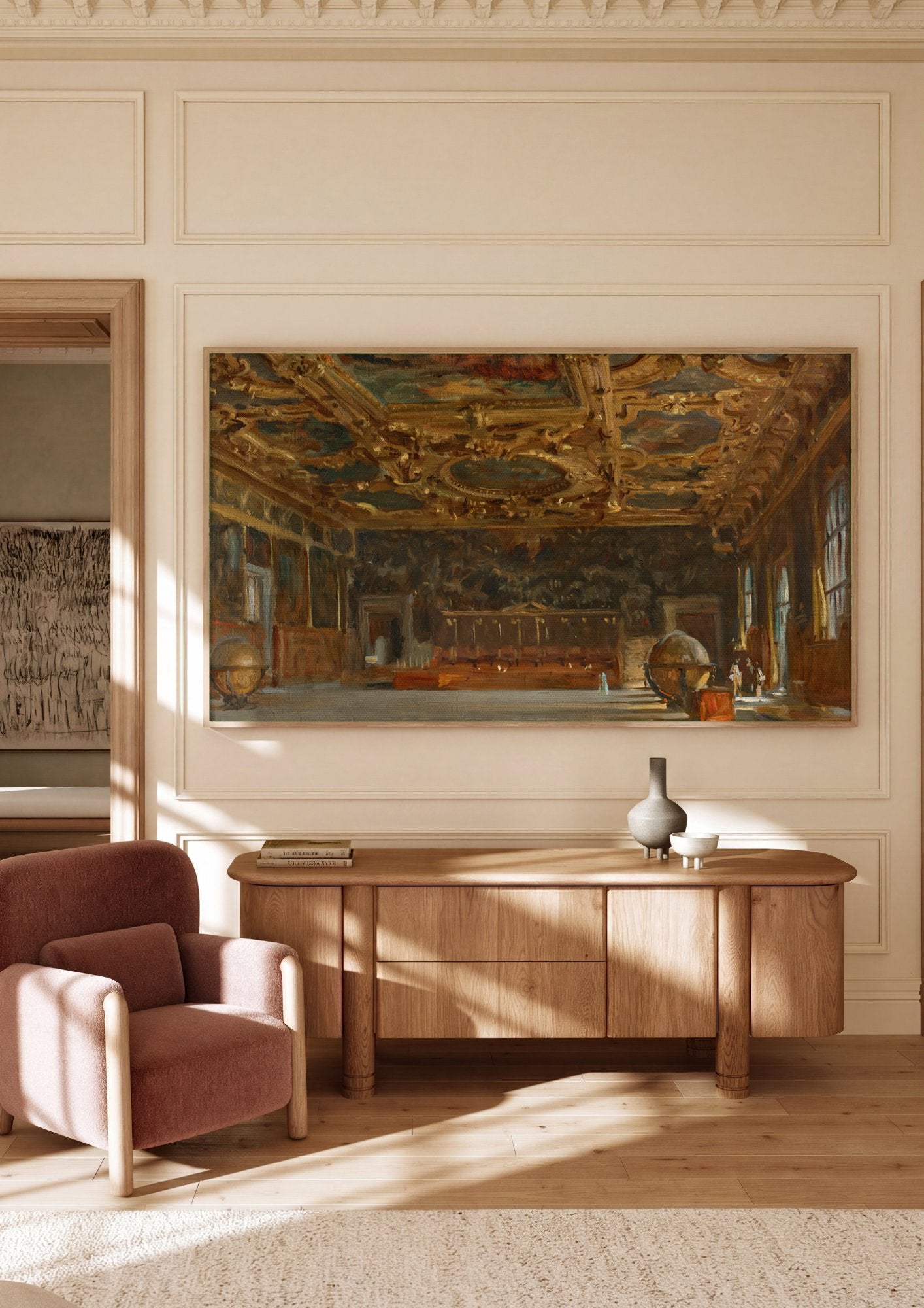 Quadro Decorativo O Interior do Palazzo Ducale - John Singer Sargent em ambiente decorado